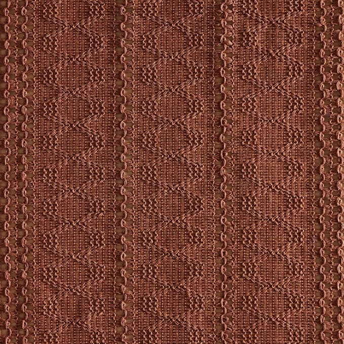 Macrame Style Boho Table Runner, 12x60 Inch Terracotta | Woven Boho Table Runner - Image 6