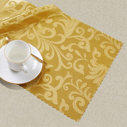 Manyshofu Gold Jacquard Satin Table Runner 12x108 - Image 6