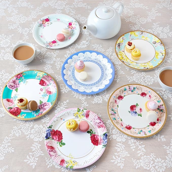 Talking Tables Afternoon Tea Vintage Floral Paper Plates Pack of 24 Truly by TalkingTables