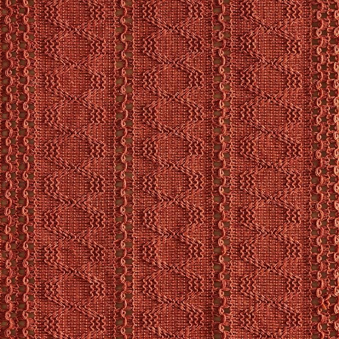 Macrame Style Boho Table Runner, 12x90 Inch Rust | Woven Boho Table Runner - Image 6