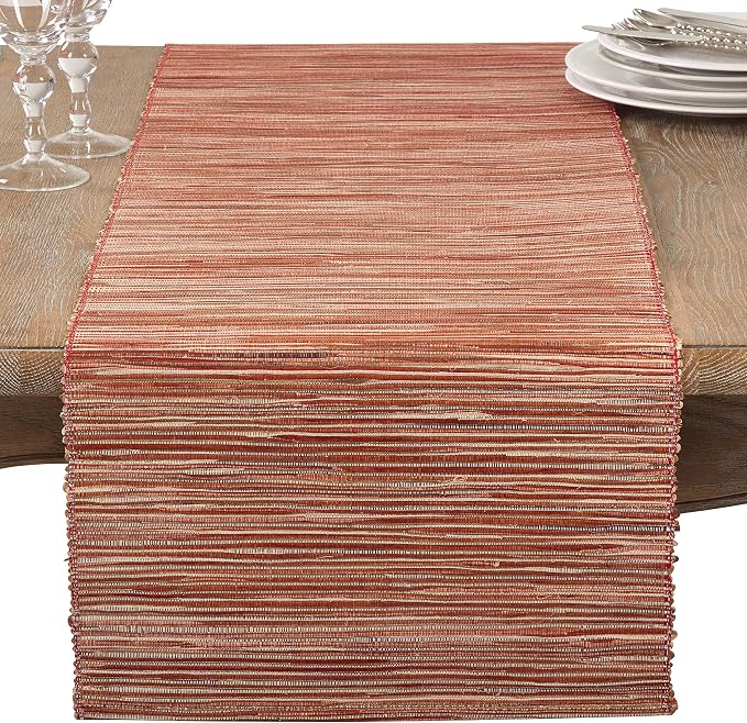 Saro Lifestyle Melaya Collection Shimmering Woven Nubby Table Runner - Image 2