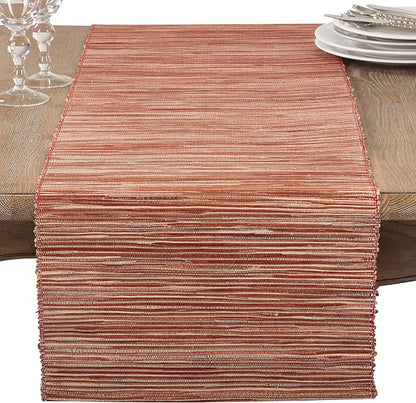 Saro Lifestyle Melaya Collection Shimmering Woven Nubby Table Runner - Image 2