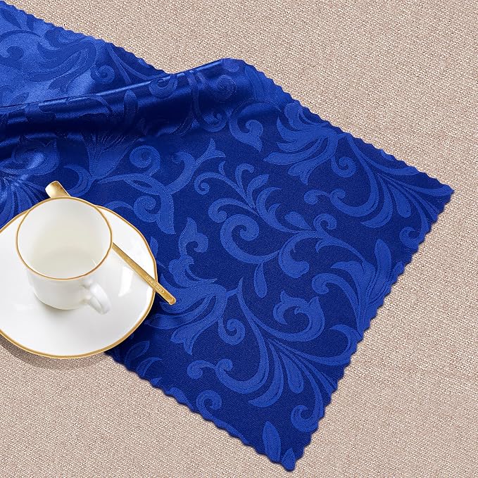 Manyshofu Royal Blue Jacquard Satin Table Runner 12x108 - Image 6