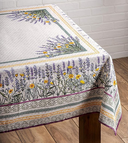 Maison d' Hermine Table Cloth Rectangle Table 100% Cotton 70 x 90 Inches Tablecloth Reusable Decorative for Dining Room Farmhouse Home Valentines Day Decorations Spring Summer - Fanny Lavender