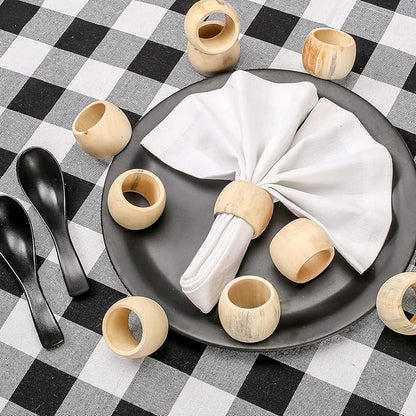 CLEENTABLE Wooden Napkin Rings Set of 12 - Handcrafted Napkin Holder for Dinner Table Decoration, Weddings, Home, Kitchen, Decor, Dinner, Parties, Every Day Use - Durable, Versatile (Cream)
