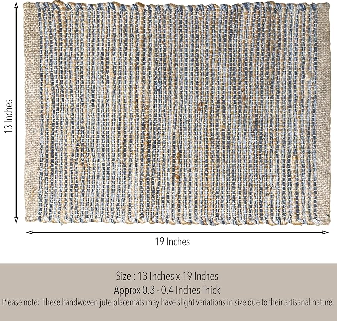 Natural Jute & Grey Placemats, 13x19 Inch Dining Table Placemats - Image 4