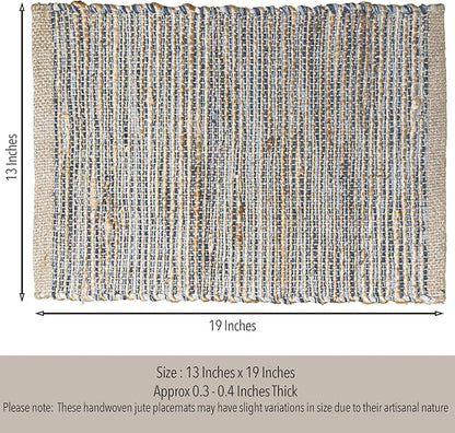 Natural Jute & Grey Placemats, 13x19 Inch Dining Table Placemats - Image 4