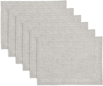 Solino Home Linen Placemats Set of 6 - Oyster Grey Placemats 14 x 19 Inch - 100% Pure Linen Table Mats for Spring, Easter - Athena
