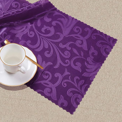 Manyshofu Purple Jacquard Satin Table Runner 12x108 - Image 6