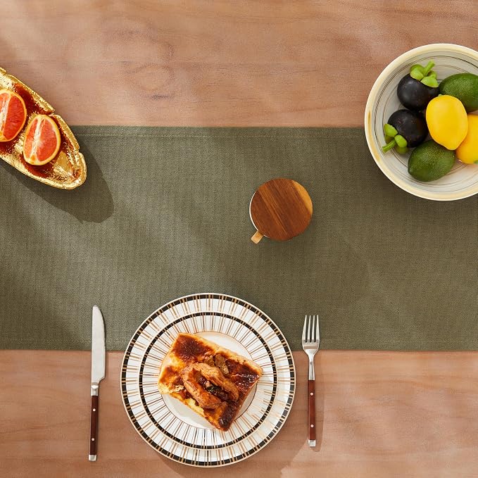 Rustic Cotton Linen Table Runner, 13x72 Inches Olive | Farmhouse Style Linen - Image 5