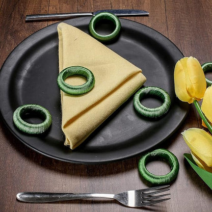 Thread Napkin Ring Set of 24 - Beautiful Elegant Fancy Decorative Napkin Holder for Dining Table Décor, Farmhouse, Wedding, Dinner, Party, Family Gathering, Easter, Everyday Use - Green Combo