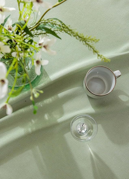 Sage Green Linen Table Cloths for 6 Foot Rectangle Tables Farmhouse Neutral Tablecloth Rectangular Kitchen Decoration Dining Table Cover Washable Water Resistant 60x102