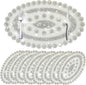 Sparkling Silver Diamond Placemats Bling Oval Place Mat Heat Elegant Table Decor for Weddings, Holidays, and Special Events (15x9 Inch)-8 PCS