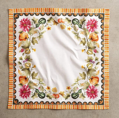 Maison d' Hermine Cloth Napkins Set of 4 100% Cotton for Thanksgiving Christmas Decorations Everyday Reusable Square Fall Napkins Cloth Washable Dinner Party (Pumpkin Garden - Cloudy Cream, 20"x20")