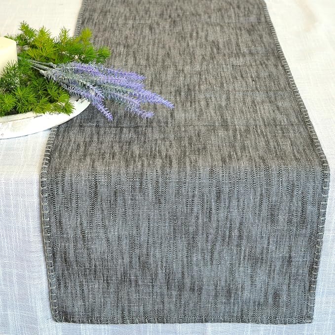 Dining Table Runner with Decorative Stitch at Edge Short Dresser Scarf Dining - Image 5