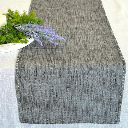 Dining Table Runner with Decorative Stitch at Edge Short Dresser Scarf Dining - Image 5