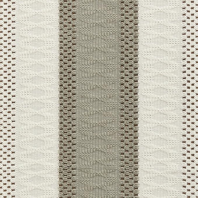 Macrame Style Bicolor Stitching Table Runner 14x72in Dark Sage | Woven Boho - Image 6