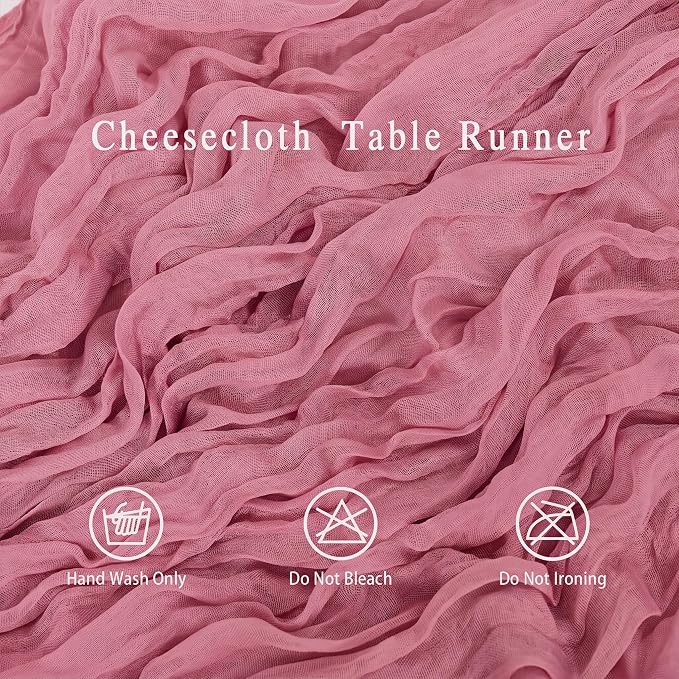 8 Pack Dusty Rose Cheesecloth Table Runner 17x108 inch Boho Gauze Cheese Cloth - Image 3