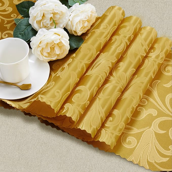 Manyshofu Gold Jacquard Satin Table Runner 12x108 - Image 4