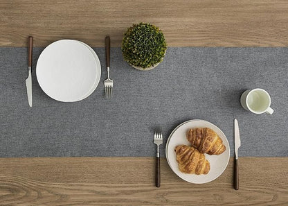 Basic Linen Style Table Runner, 14x48 Inch Charcoal | Mitered Corner Design - Image 3