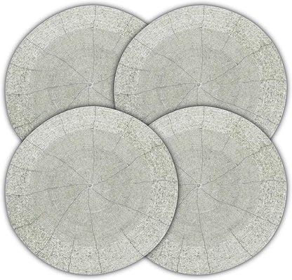 Lightnpro Beaded Placemats Set of 4 - ound Farmhouse Charger Mats - Handcrafted Decorative Glitz Table Placemats for Dinner Parties, Holidays, Weddings & Elegant Dining Décor - 13 Inch Silver