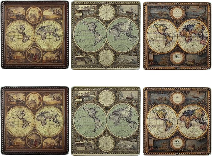Marble Coasters Square Leather Drinks Coaster Set - Image 2