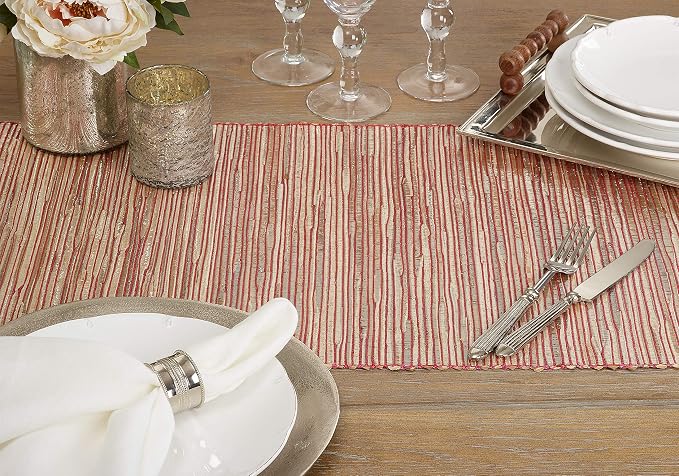 Saro Lifestyle Melaya Collection Shimmering Woven Nubby Table Runner - Image 5