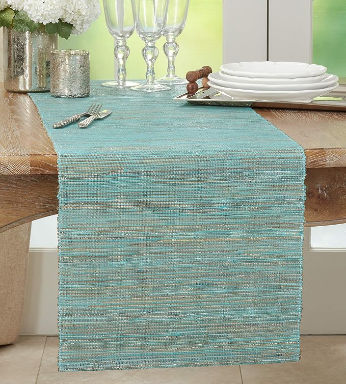 Saro Lifestyle Melaya Collection Shimmering Woven Nubby Table Runner - Image 4