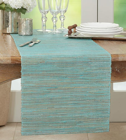 Saro Lifestyle Melaya Collection Shimmering Woven Nubby Table Runner - Image 4