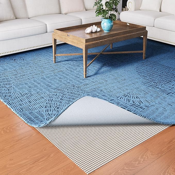 Non-Slip Rug Pad Gripper 9x13 Feet, Anti Skid Mat for Under Area Rugs, Keeps Rugs in Position and Safe, Thick Cushioned Carpet Pad for Hardwood Floors Protection