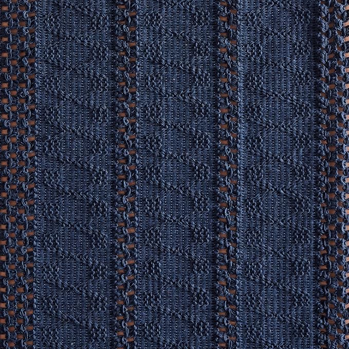 Macrame Style Boho Table Runner, 12x48 Inch Navy Blue | Woven Boho Table Runner - Image 6