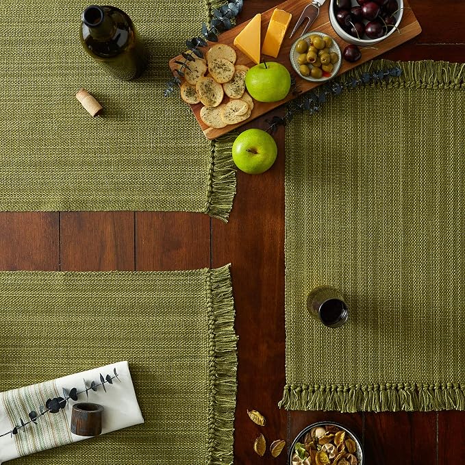 DII Variegated Tabletop Collection, Placemat Set3x19, Olive Green, 6 Piece - Image 4