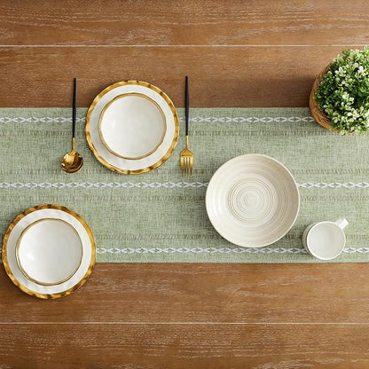 Hemstitched Farmhouse Table Runner, Sage Green 13x72 Inch, Cotton Linen Table - Image 4