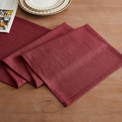 Rustic Cotton Linen Table Runner, 13x48 Inches Burgundy | Farmhouse Style Linen - Image 2