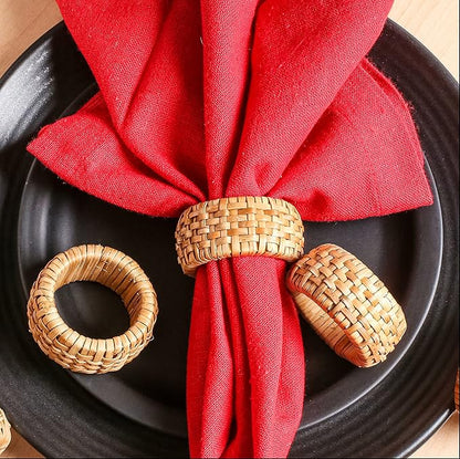 Lightnpro Natural Rattan Decorative Napkin Rings Set of 12, Serviette Napkin Rings Bulk for Party Decoration, Table Top Décor for Dinning Table, Everyday, Christmas, Easter Family Gatherings