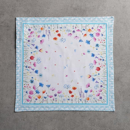 Maison d' Hermine Cloth Napkins Set of 4 100% Cotton Everyday Reusable Square Napkins Cloth Washable Dinner Wedding Restaurant Valentines Day Decorations Spring/Summer (Flower In The Field, 20" x 20")
