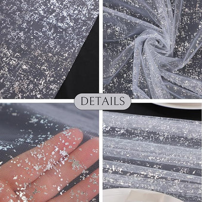 Snowkingdom 6 Pcs 10 FT Silver White Cheesecloth Table Runner Sheer Chiffon - Image 6