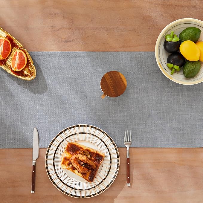Rustic Cotton Linen Table Runner, 13x48 Inches Blue Ashes | Farmhouse Style - Image 5