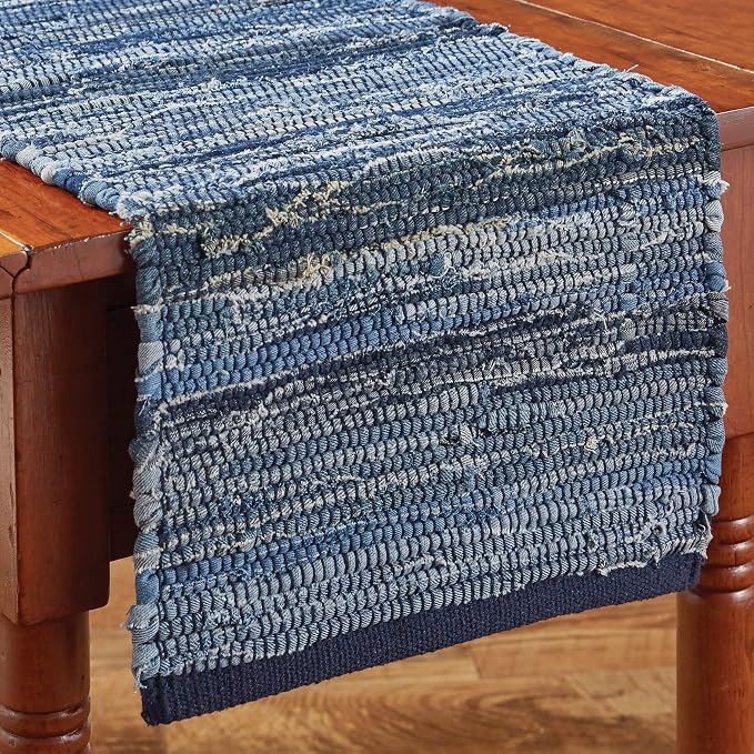 Park Designs Indigo Blue Chindi Table Runner 13" x 36" | Woven Cotton | by ParkDesigns