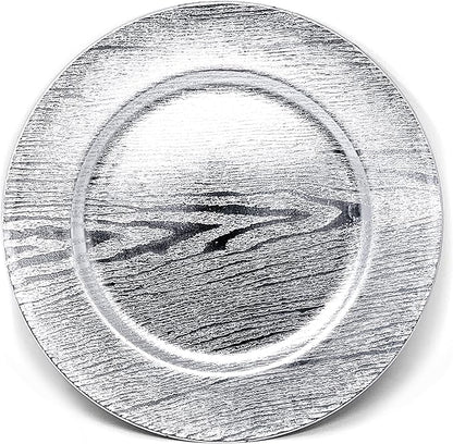 allgala Heavy Quality Round Charger Plates - Chargers for Dinner Plates - Set of Charger Plates for Table Decor - Ideal for Weddings, Thanksgiving Parties & Holidays - Grain Silver (13-Inch 48-Pack)