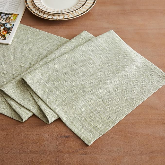 Rustic Cotton Linen Table Runner, 13x72 Inches Green | Farmhouse Style Linen - Image 2