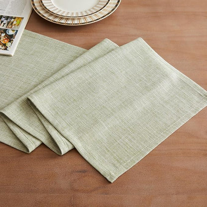 Rustic Cotton Linen Table Runner, 13x48 Inches Green | Farmhouse Style Linen - Image 2