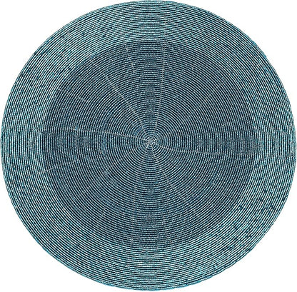 Lightnpro Beaded Placemats Set of 4 - Round Handmade Farmhouse Table Chargers - Decorative Glitz Placemats for Dining Table, Holiday Parties, Wedding, Kitchen & Event Décor - 13 Inch Teal