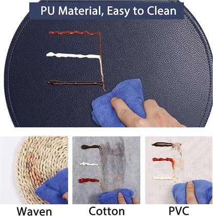 Jovono Navy Faux Leather Round Placemats and Coasters, Coffee Mats Kitchen - Image 5