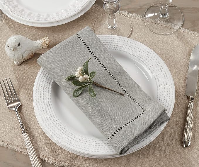 SARO LIFESTYLE Hemstitched Border Dinner Napkin - Image 4