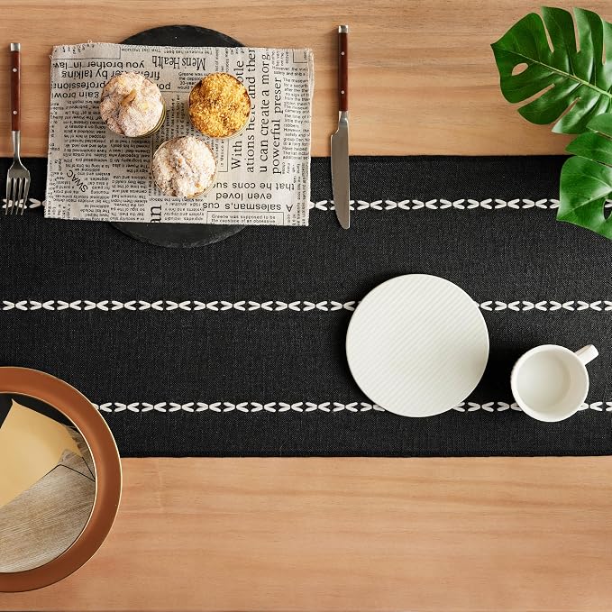 Braided Farmhouse Table Runner, Braided Black 13x90 Inch, Cotton Linen Table - Image 4
