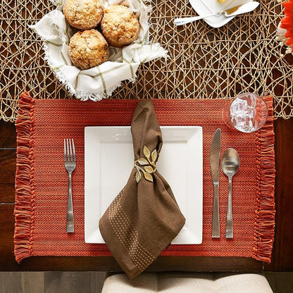 DII Variegated Tabletop Collection, Placemat Set3x19, Burnt Orange, 6 Piece - Image 5