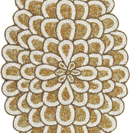 Gold Beaded Table Runner, 36 in, Farmhouse Holiday Décor | 13x36 in, 85% glass - Image 6