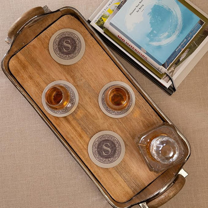 Thirstystone Monogram Round Natural Sandstone Coaster 4 Pack | 4" Diameter - Image 2