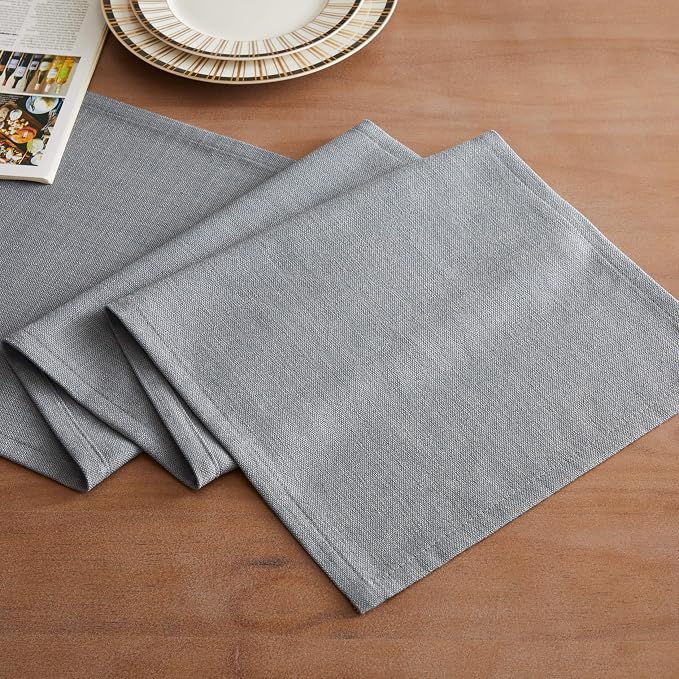 Rustic Cotton Linen Table Runner, 13x48 Inches Blue Ashes | Farmhouse Style - Image 2